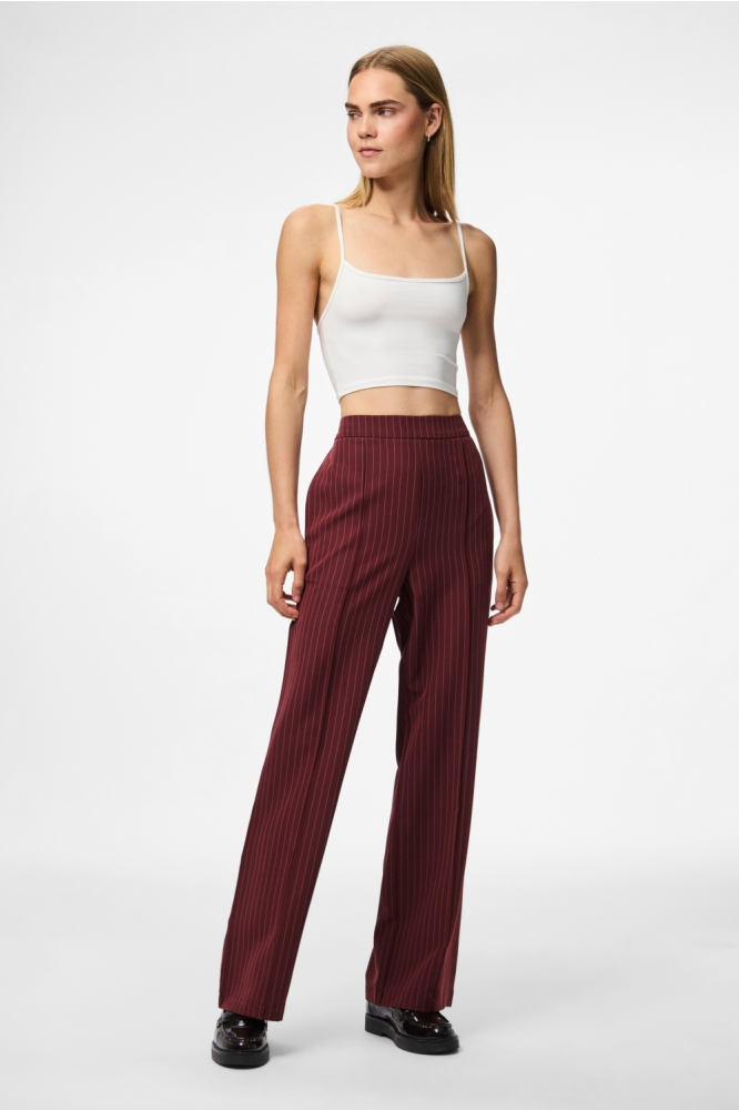 PCBOZZY HW WIDE STRIPED PANTS NOOS 17130407 Tawny Port/PINSTRIPE